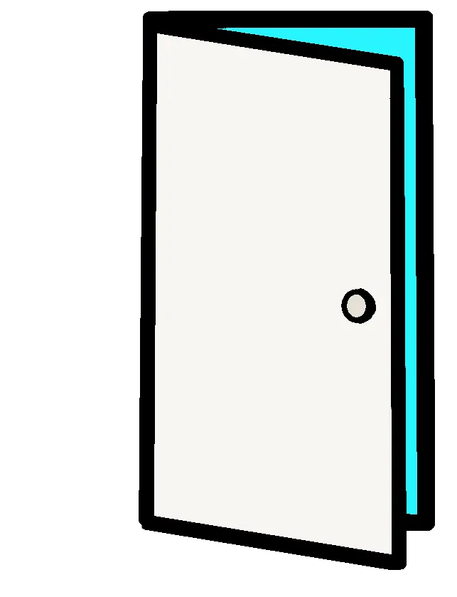 A clickable image of a semi-closed door...